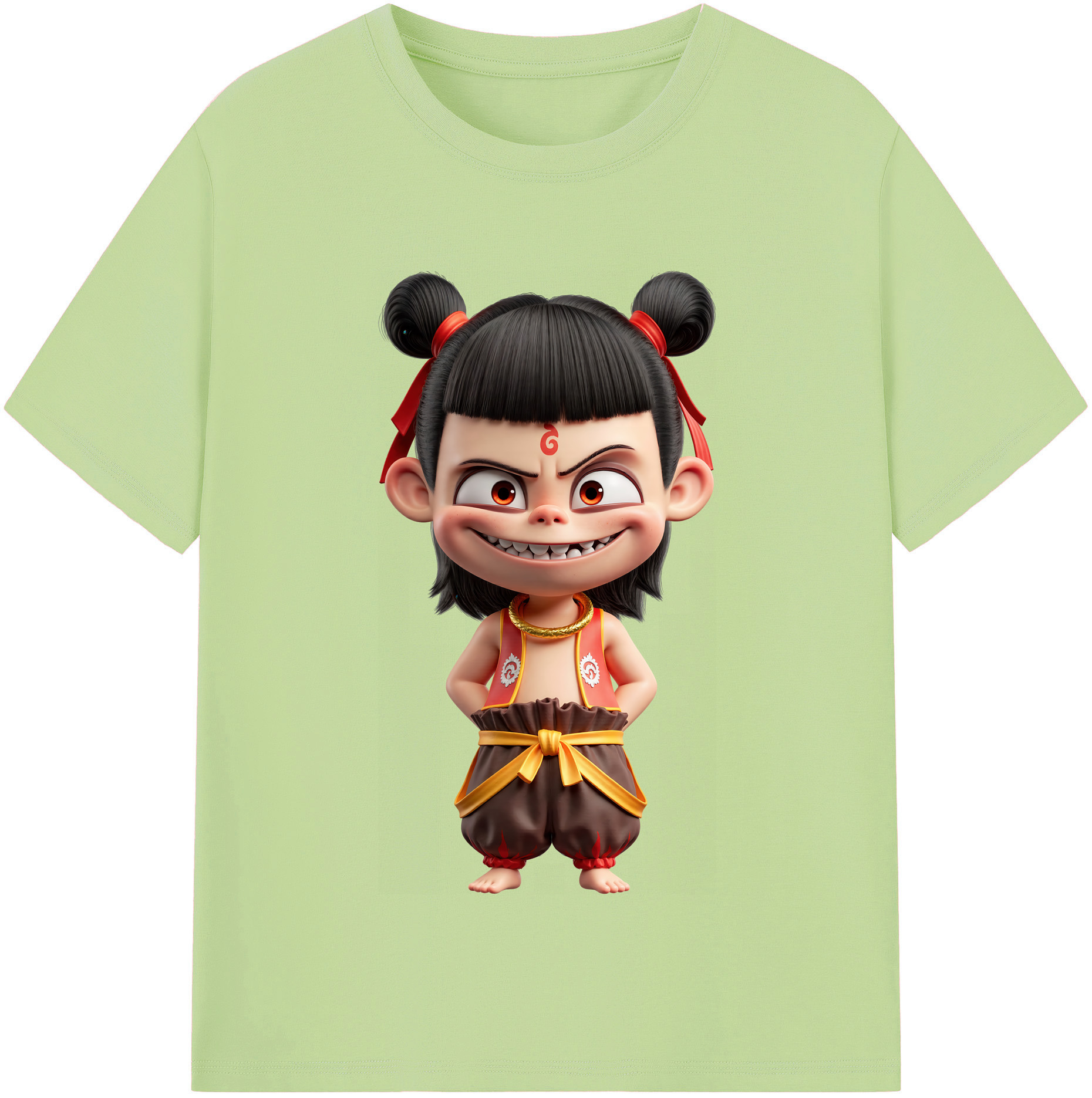 （画像用） Ne Zha 2 ナタ 魔童の大暴れ 綿100％半袖Tシャツ（フロントプリント）